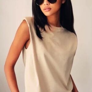 BABATON ARITZIA Shoulder Pad Tank Top - tan